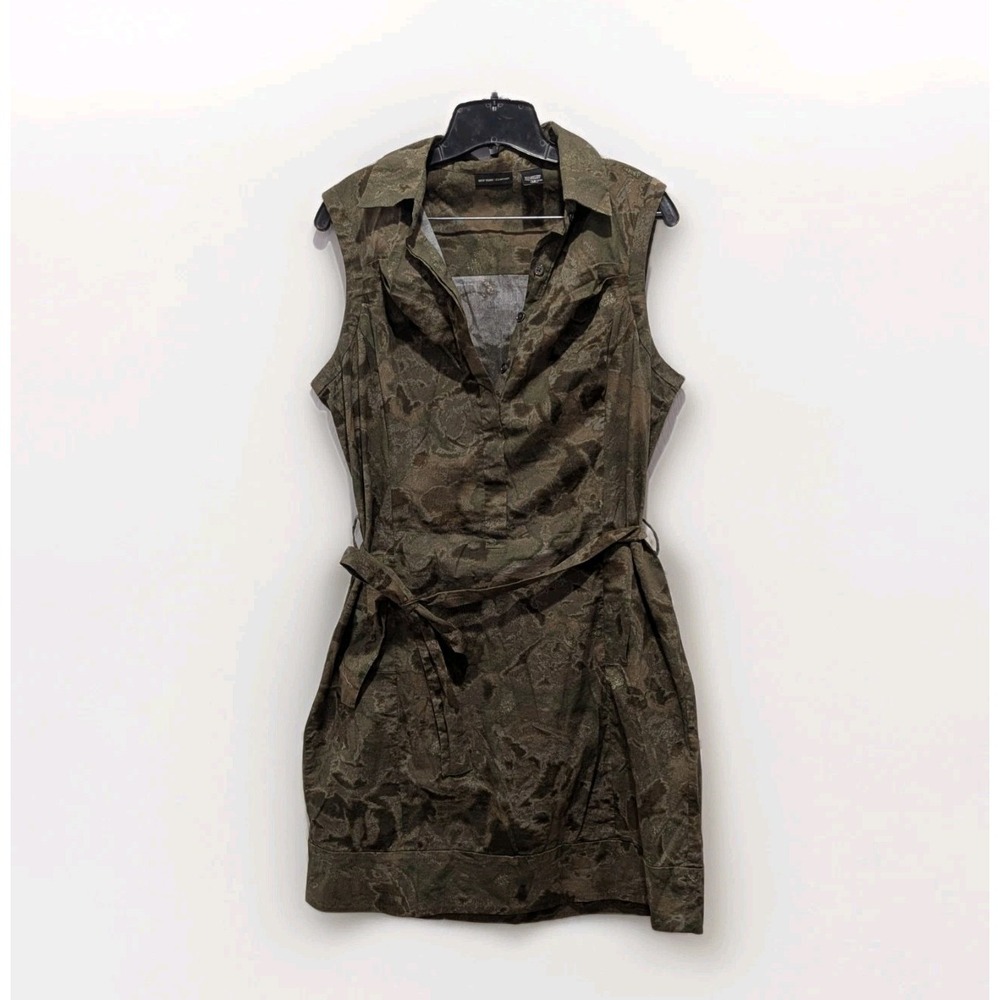 Dark Academia Utility Safari Dress NY&Co Belted Earth Tone Size 12 Camo